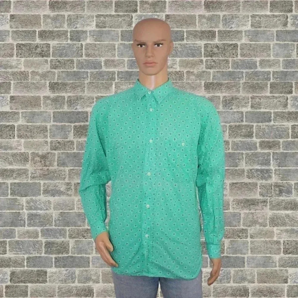 Green Collard Long Sleeve Button Down Dress Shirt